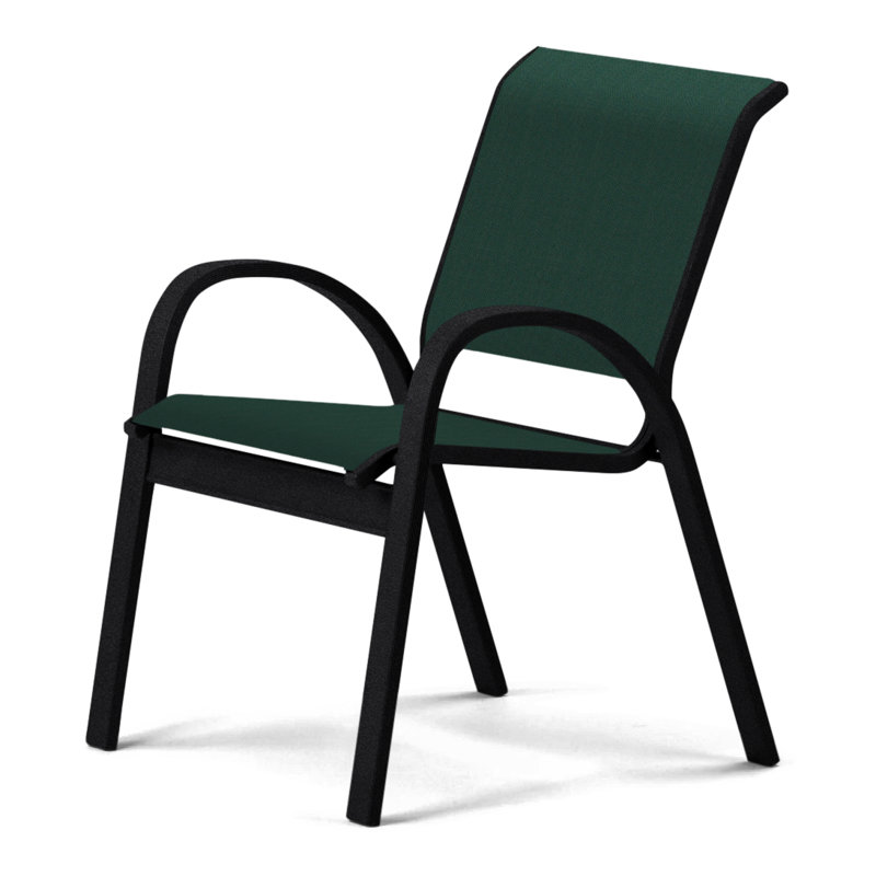 Chaise de patio empilable Hiraku, Noir texturé, Vert forêt 22D Sunbrella® vert