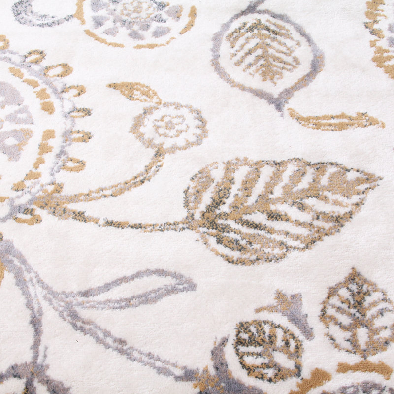 Modern Floral Indoor Farmhouse 100% Polypropylene Area Rug Gray/Beige, Rectangle 8' x 10'