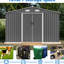 10x8 Ft Lockable Outdoor Structure With Metal Foundation, Grey Shed Ft, Lockable, For Backyard Space
