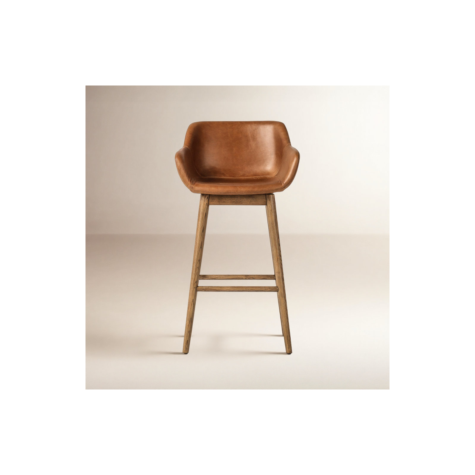 Bahari Swivel Leather Stool, Bar Stool (30.5" Seat Height), Sonoma Chestnut/Genuine Leather, Amber Ash