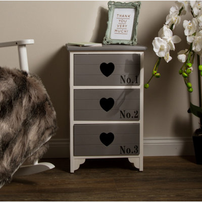 Sheyla Solid Wood 38cm W 3 - Drawer Chest of Drawers