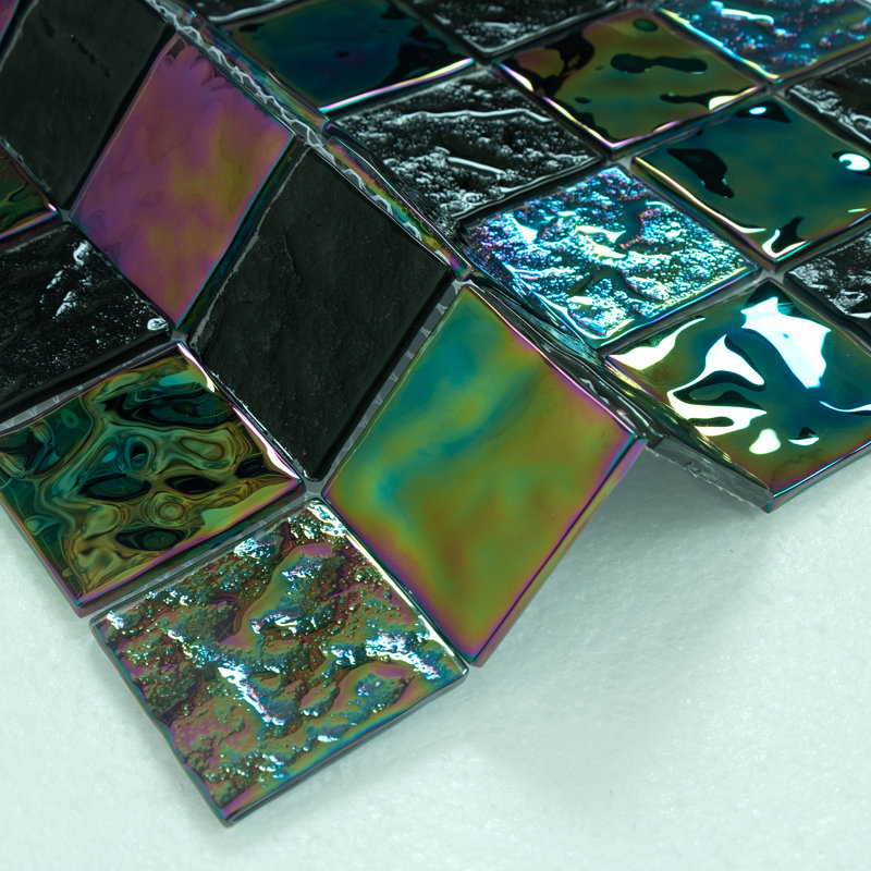 2" x 2" Glass Mosaic Sheet Tile, Midnight Lagoon