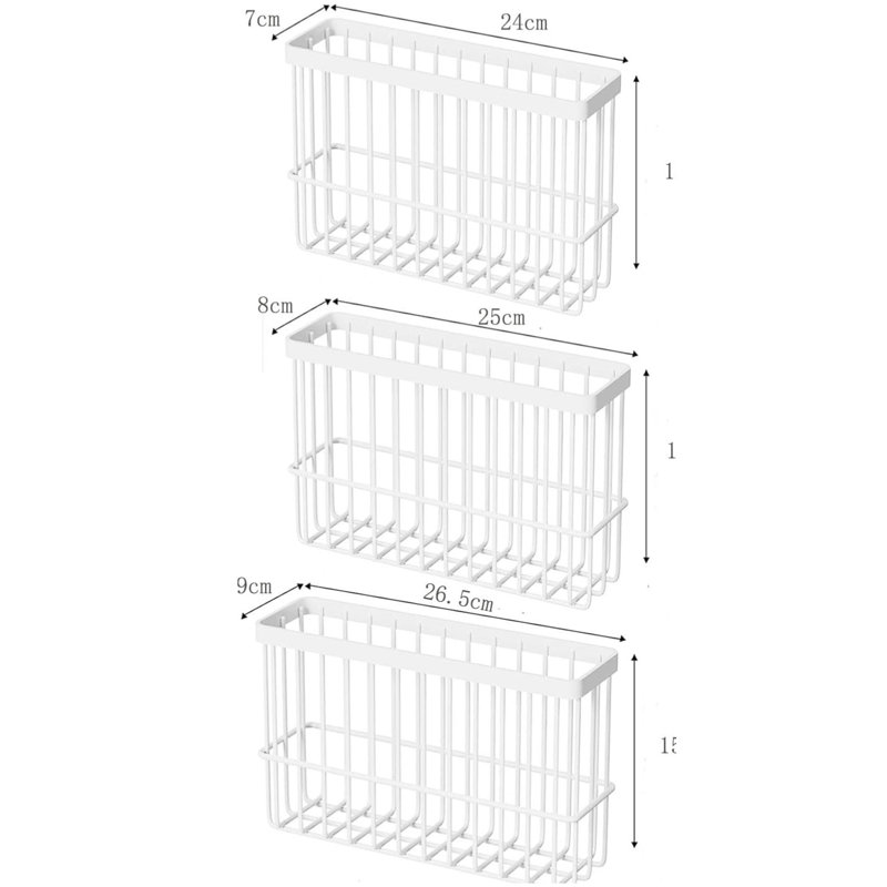 Boîtes de rangement 3 pièces pour porte d'armoire de cuisine - blanc
