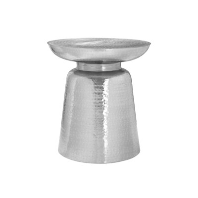 Accent Table, Drum, Side, End, Nightstand, Lamp, Living Room, Bedroom, Chrome Metal, Contemporary, Modern