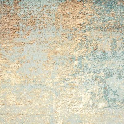 Aqua Gold Patina Abstract Wall Mural