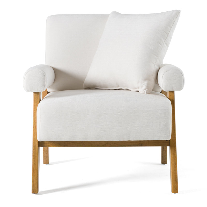 Cynthia - Chaise d'appoint moderne en tissu blanc et bois