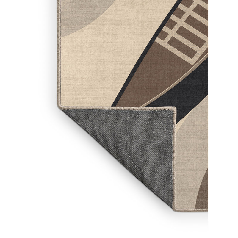 Soft Plush Eckart Traditional Canoe Modern Area Rug in Beige – Beige Binding, 4x6