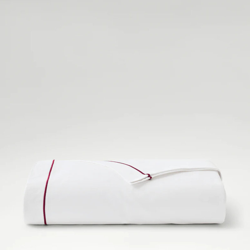 Premium Sateen Flat Sheet, California King/King Flat Sheet, White/Fuchsia