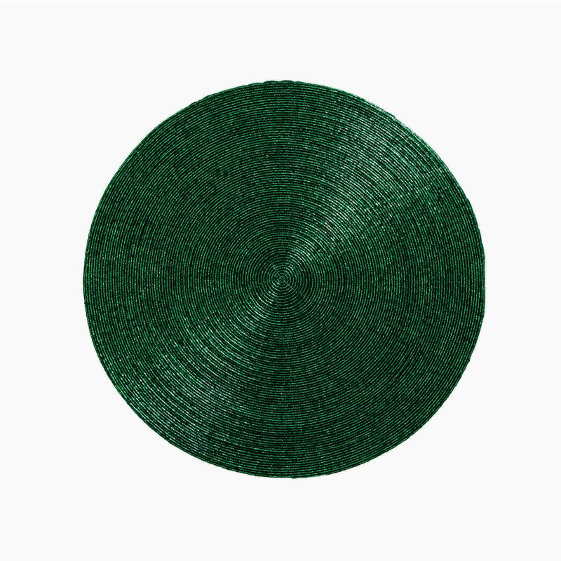 Napperon en verre perlé vert, ensemble de 4, Green