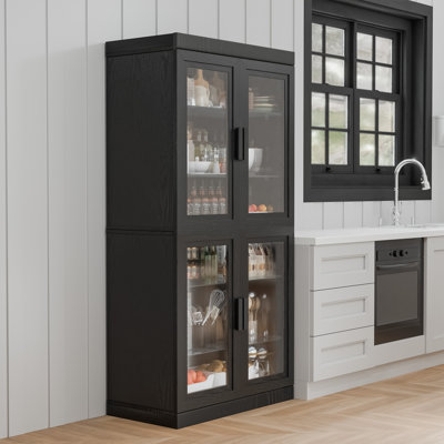 Armoire de rangement pour garde-manger de 62 po avec portes réglables en verre Trumann