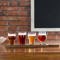 Beer Tasting Flight Sampler Set of 4 - 6oz Pilsner Craft Brew Glasses with  Paddle and Chalkboard - Great Gift