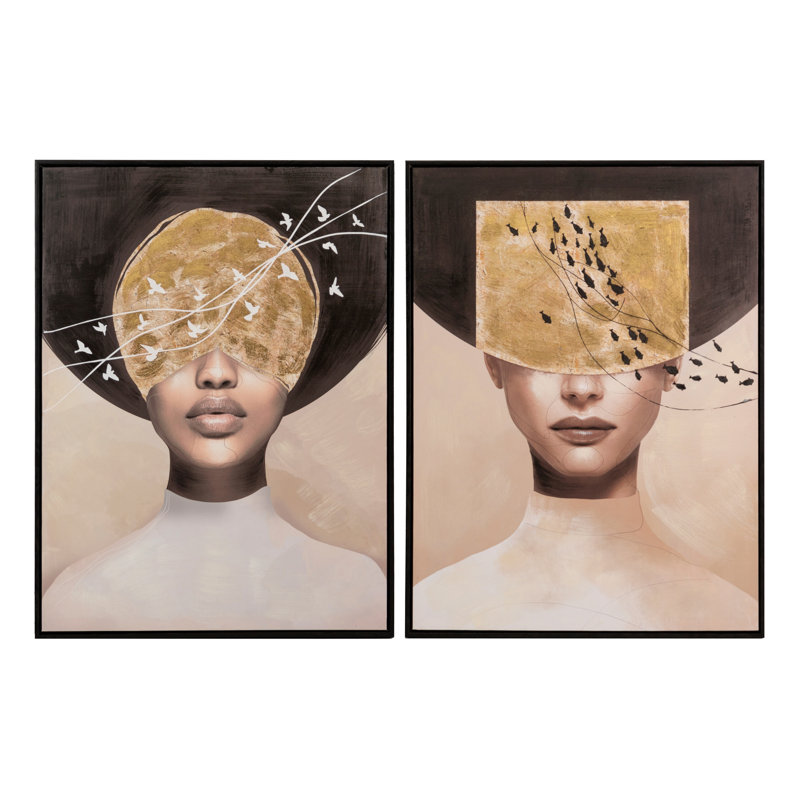 WOMEN SET 2 CANVAS W BLACK FRAME 60x4x80 CM - 2 Piece Floater Frame Print Set on Canvas