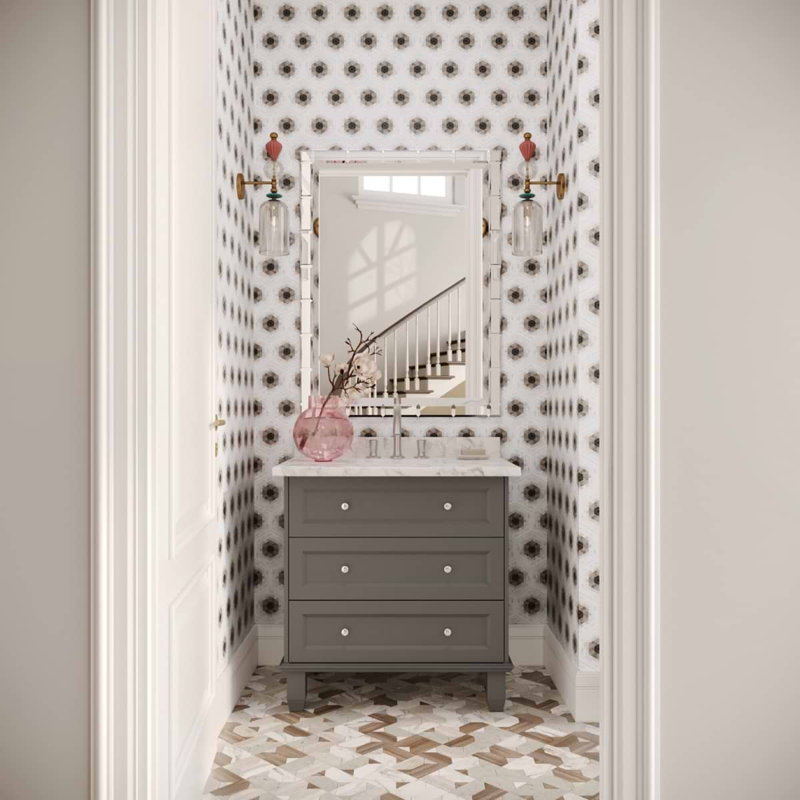 Ako 6" Hexagon Marble Micro Mosaic Tile, Saint Laurent Brown