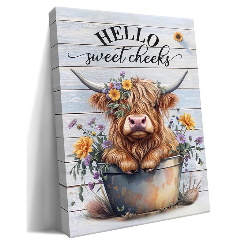 Framed Highland Cow Wall Art,highland cow bathroom decor Pictures Wall Decor,40x60cm