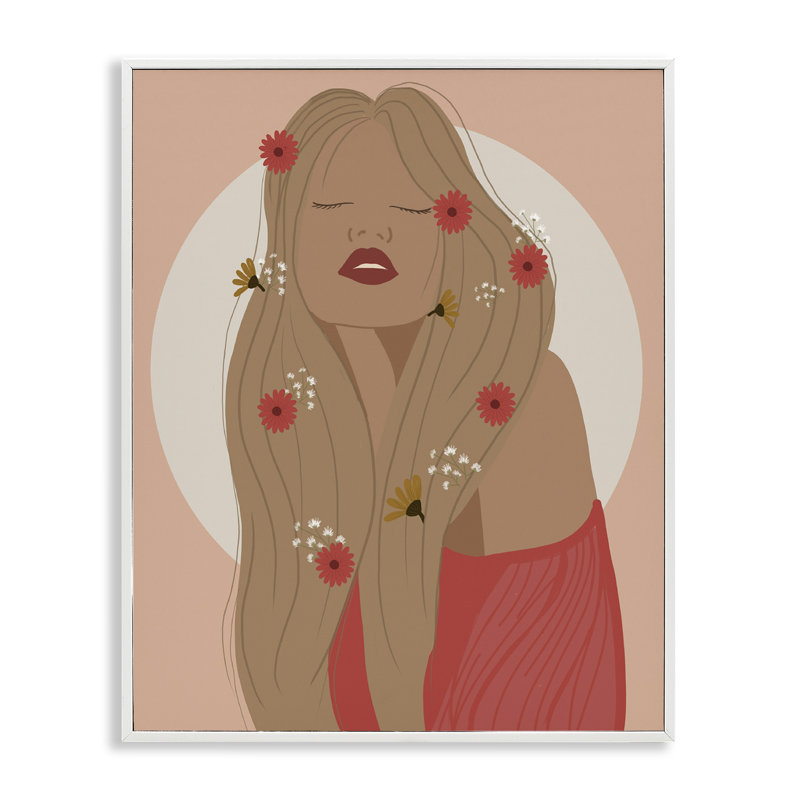 Hippie Boho Girl, estampe numérique par Chen Alyesh, Estampe numérique encadrée blanc bord de mer, H 20 po x l 16 po