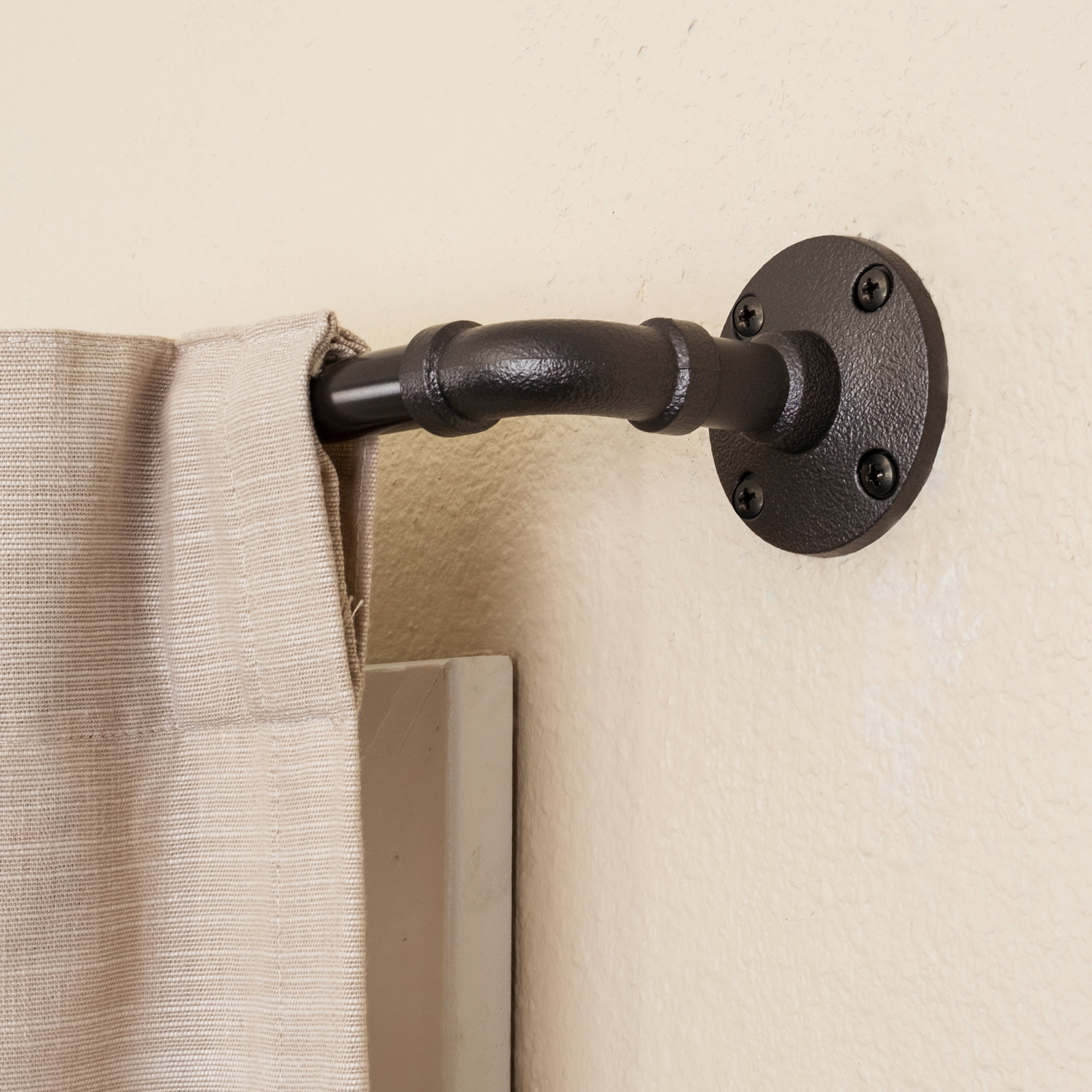 Pryer Metal Adjustable Single Curtain Rod, 28" - 48", Vintage Bronze