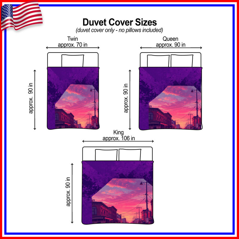 Housses de couette Sunset Urban Street Scene, Lit simple