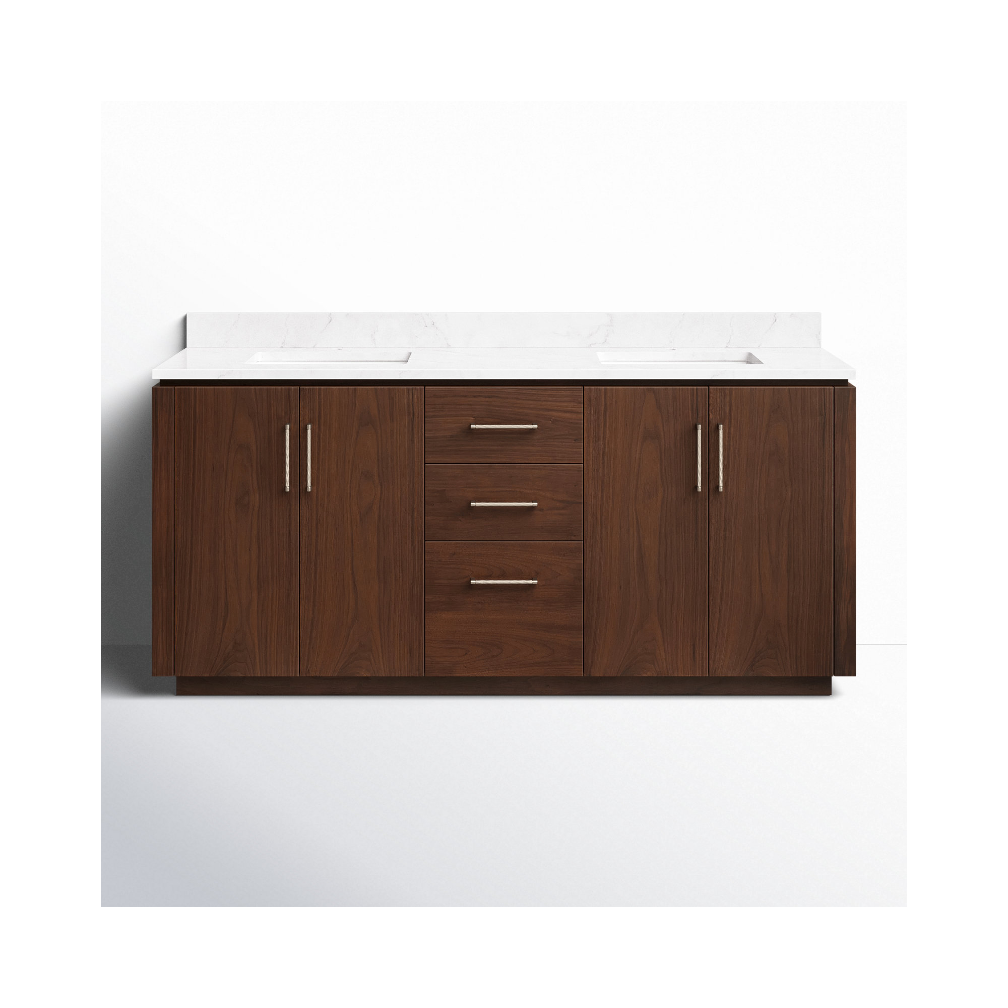 Cloverfield 72'' Double Bathroom Vanity, Natural Walnut, Gold