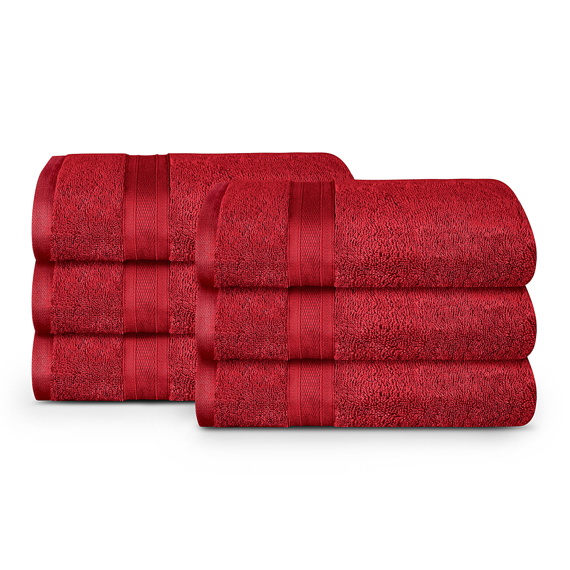 Trident Soft N Plush 6 Piece Cotton Highly Absorbent, Super Soft Washcloths/Hand/Bath Towels, Black, Size: 6 Piece Set