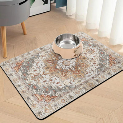 Tapis pour animaux de compagnie pour le sol, tapis pour chien absorbant pour tapis de distribution d'eau et de nourriture pour animaux