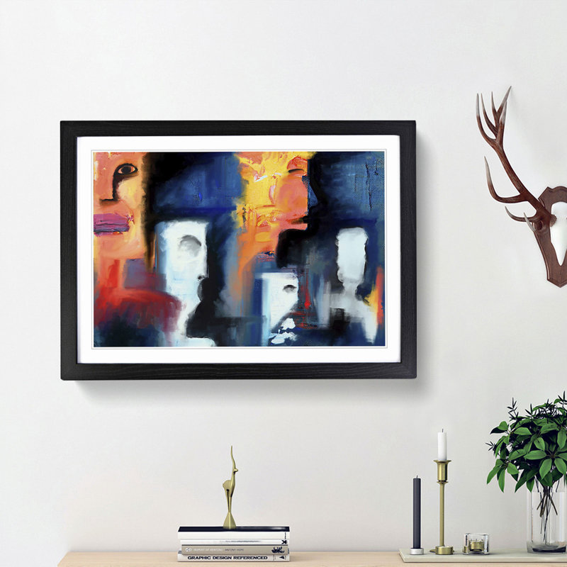 Abstract Art Painting Vol.61 by S.Johnson - Framed Print, 36cm H x 48cm W x 2cm D, Black Framed