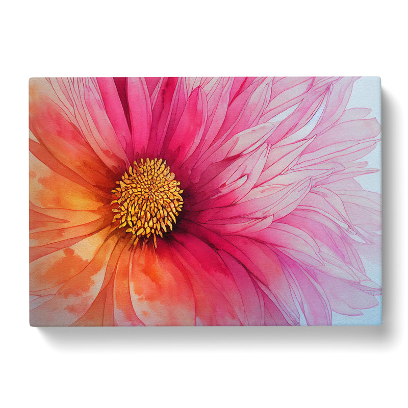 Chrysanthemum Watercolour Flower Vol.1 - Wrapped Canvas, 40cm H x 60cm W x 3cm D