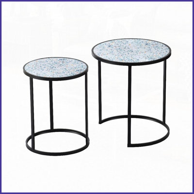 Ensemble de 2 tables basses rondes en métal NEST