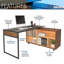 Bureau en coin en L avec rangement multiple, chêne