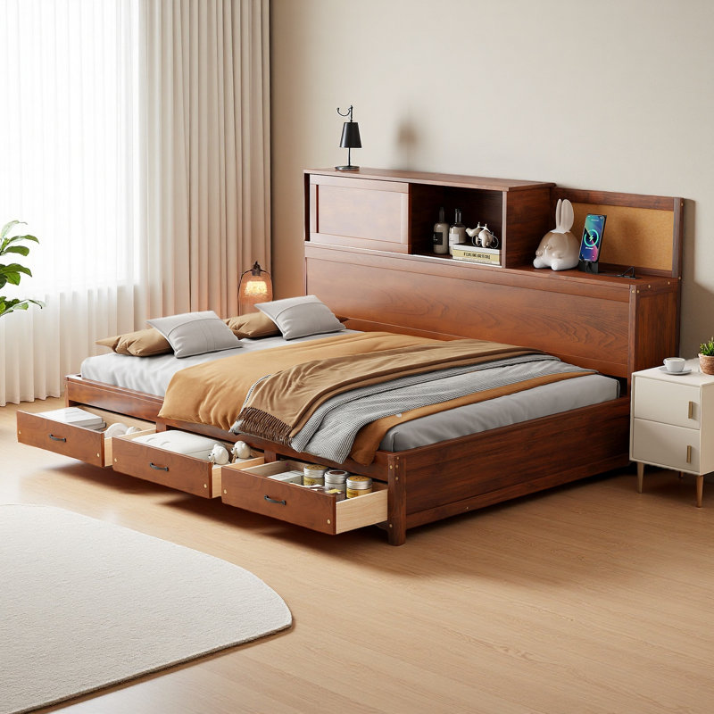 Wooden Daybed with Storage Drawers & USB Ports