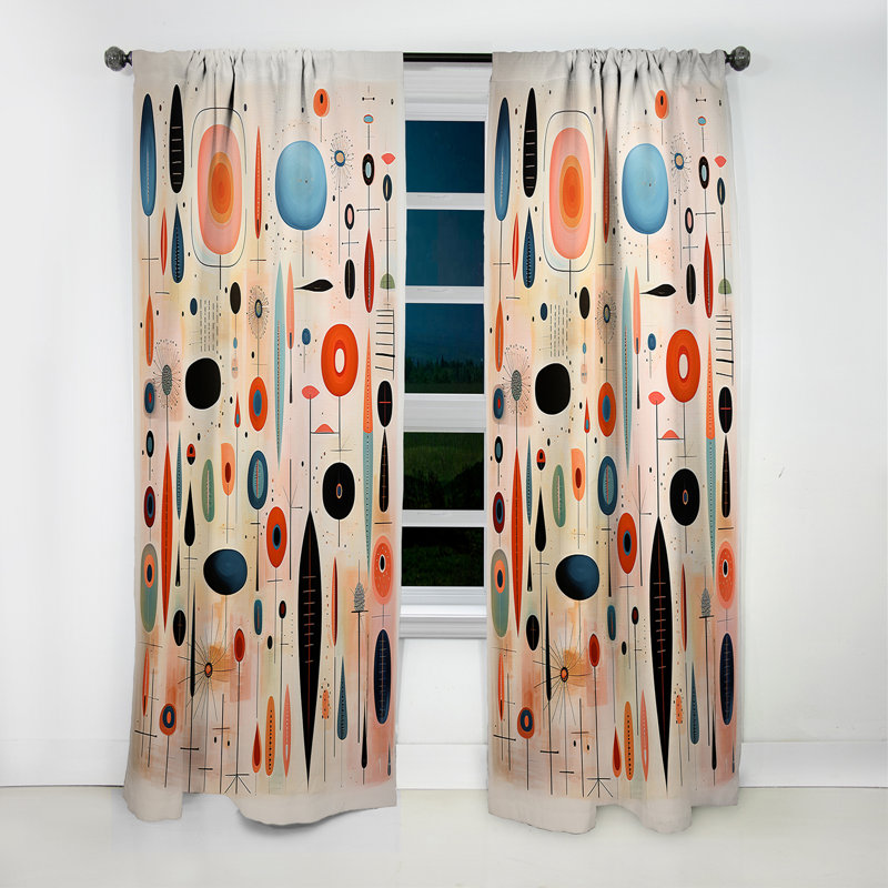 Dykstra - Rideau occultant abstrait Mid-Century - 1 panneau, L 52 po x L 63 po