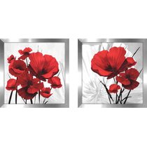 Watercolor Poppy 2-Piece 27 High Framed Wall Art Set - #1H937