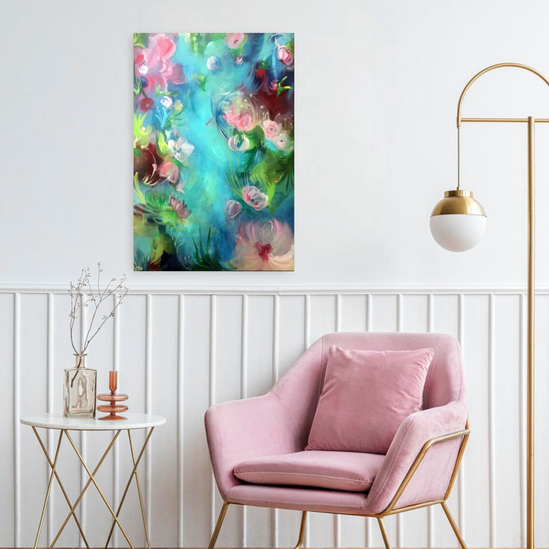 Art mural abstrait fleur de rêve, H 24 po x l 16 po