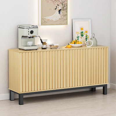 Buffet cannelé multifonctionnel de style bûche de 63 po - tablettes réglables, pour la salle à manger / salon / chambre à coucher