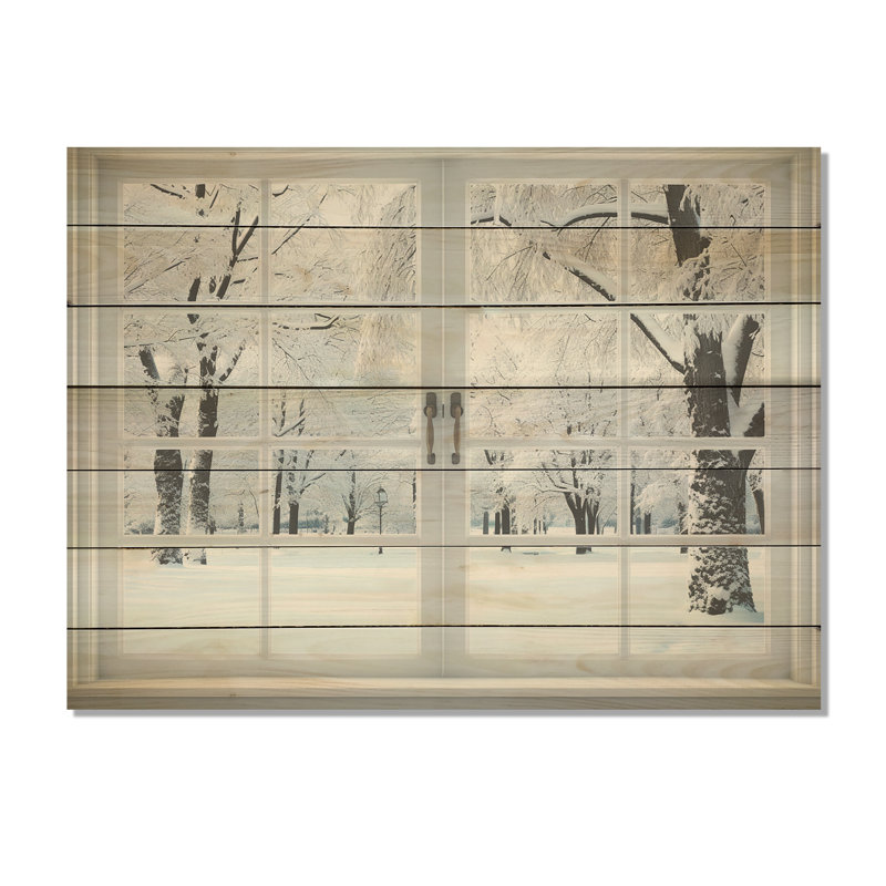 Winter Forest Window Views I - Winter Landscape On Wood Print, 10" H x 20" W x 0.78" D