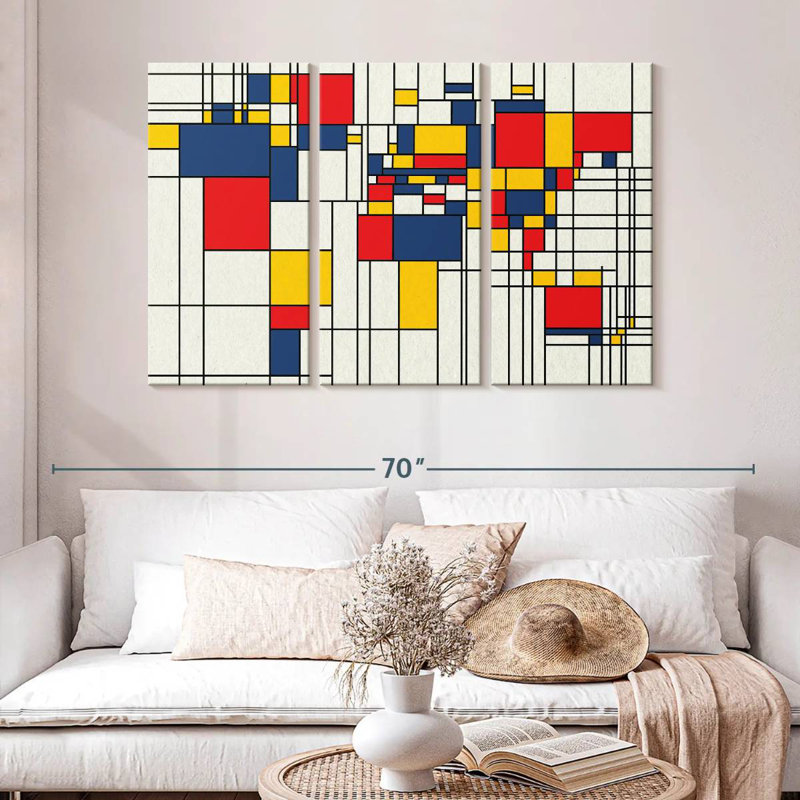 Avery Abstract Squares World Map, 32" H x 50" W
