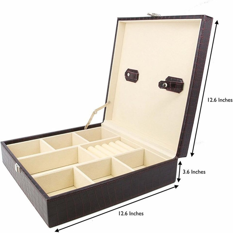 Boîte de rangement en cuir pour cravates et boutons de manchette en cuir - brun phoque
