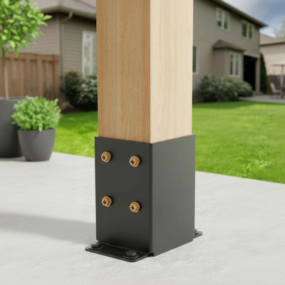 4x4 Post Base 2 Pcs, Inner Size 3.5"x3.5", 13 Gauge Steel, Powder Coated Brackets For Deck Or Pergola Support