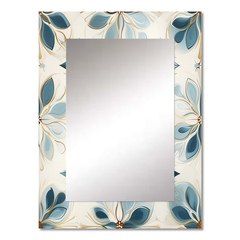 Suzzane Maltese Mosaic - damask  Large Mirror, Damask Unique Wall Mirror Decor, Printed Metal Art, 32" x 24"