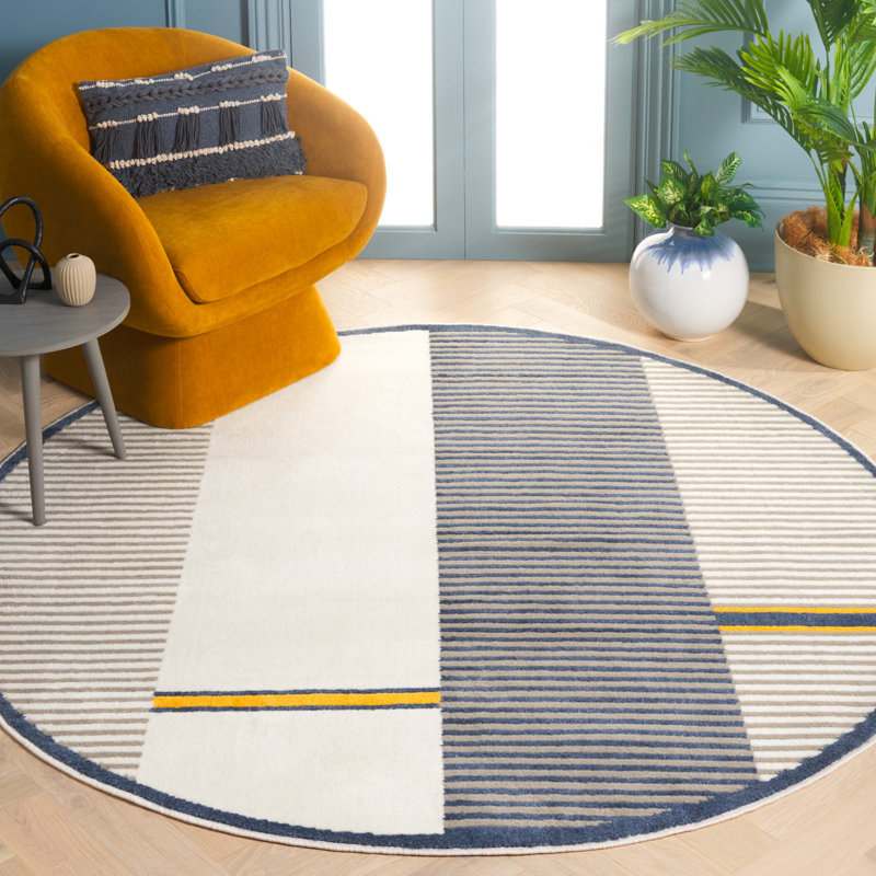 Nagelly Performance Striped Rug, Round 6'7"