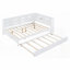 Lit de jour double avec lit gigogne simple Tablette de rangement, blanche, sans sommier, robuste et amp; Durable-1146055118