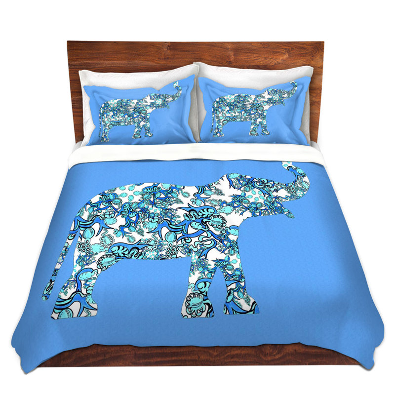 Ensemble de housse de couette Susie Kunzelman Elephant II, Housse de couette pour très grand lit et 2 très 