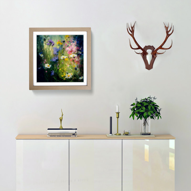 Wildflowers Impressionism No.1 - Framed Print, Oak