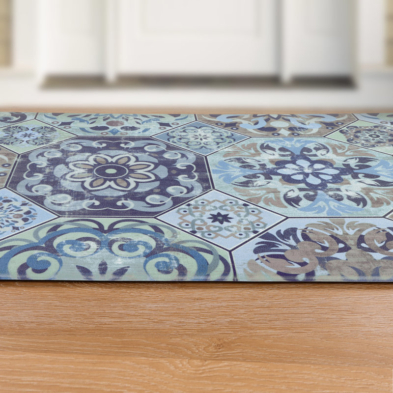 Ensemble de 2 tapis de cuisine Alishia, Marine / Brun, Tapis de couloir 20 po x 31,5 po + 20 po x 59 po