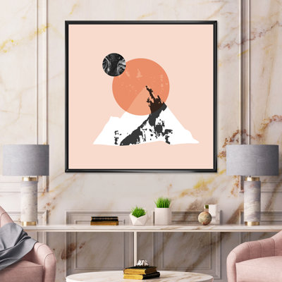 " Modern Minimalist Mountain Sun And Moon "