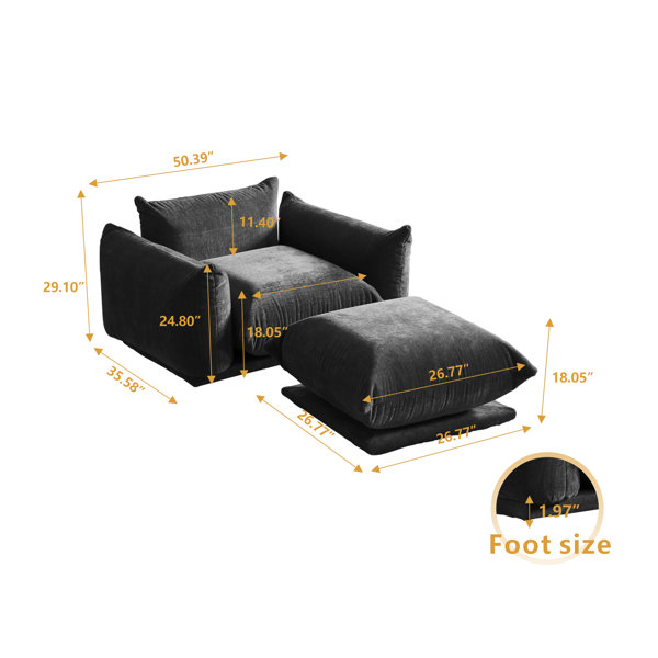Ebern Designs Kofi Upholstered Modern Chenille Fabric Single Armchair ...