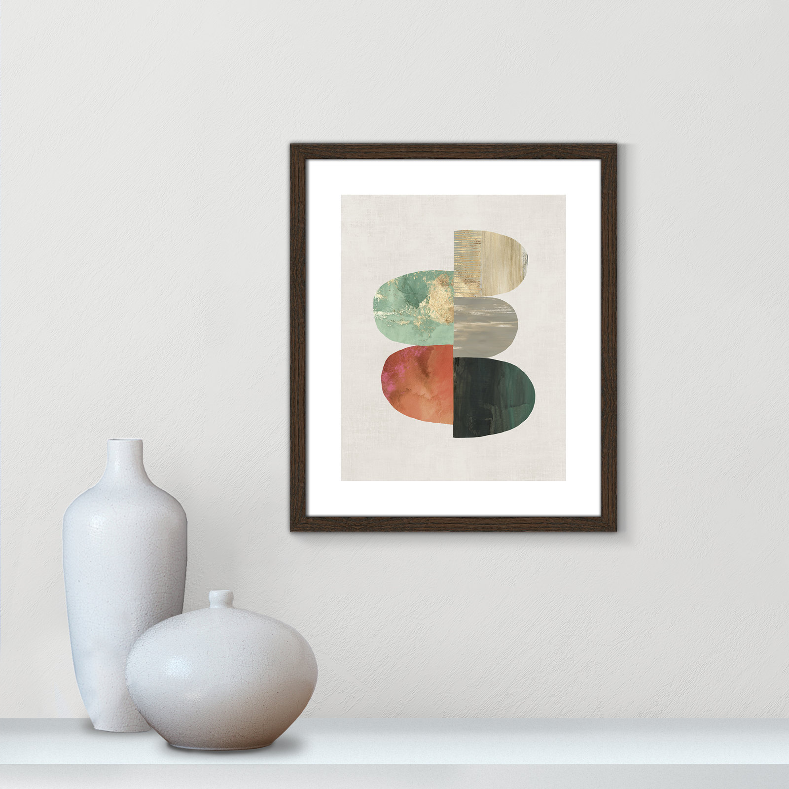 Evolving Energy I - Painting Print, Picture Framed Paper, 19" H x 16" W, Walnut Wood