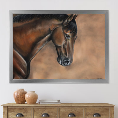 Portrait d'un cheval brun - peinture sur toile