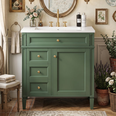 Ensemble de meuble-lavabo autoportant 30 po avec comptoir en céramique 30 po