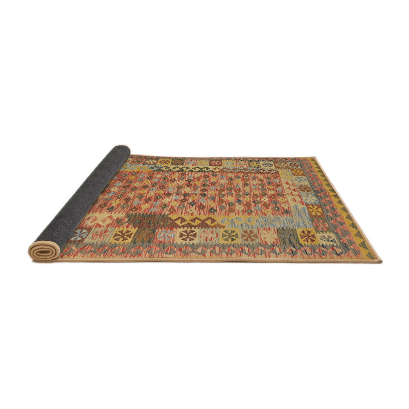 Tapis orange/jaune/vert contemporain Cottondale, Rond 4 pi
