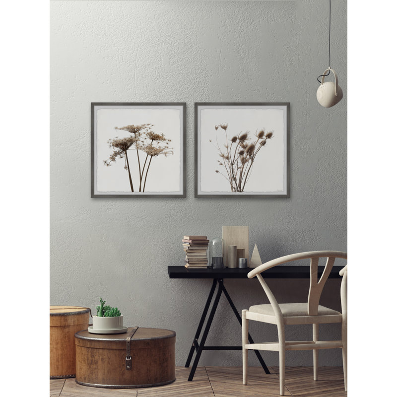 Diptyque de pissenlit séché, H 32 po x l 32 po